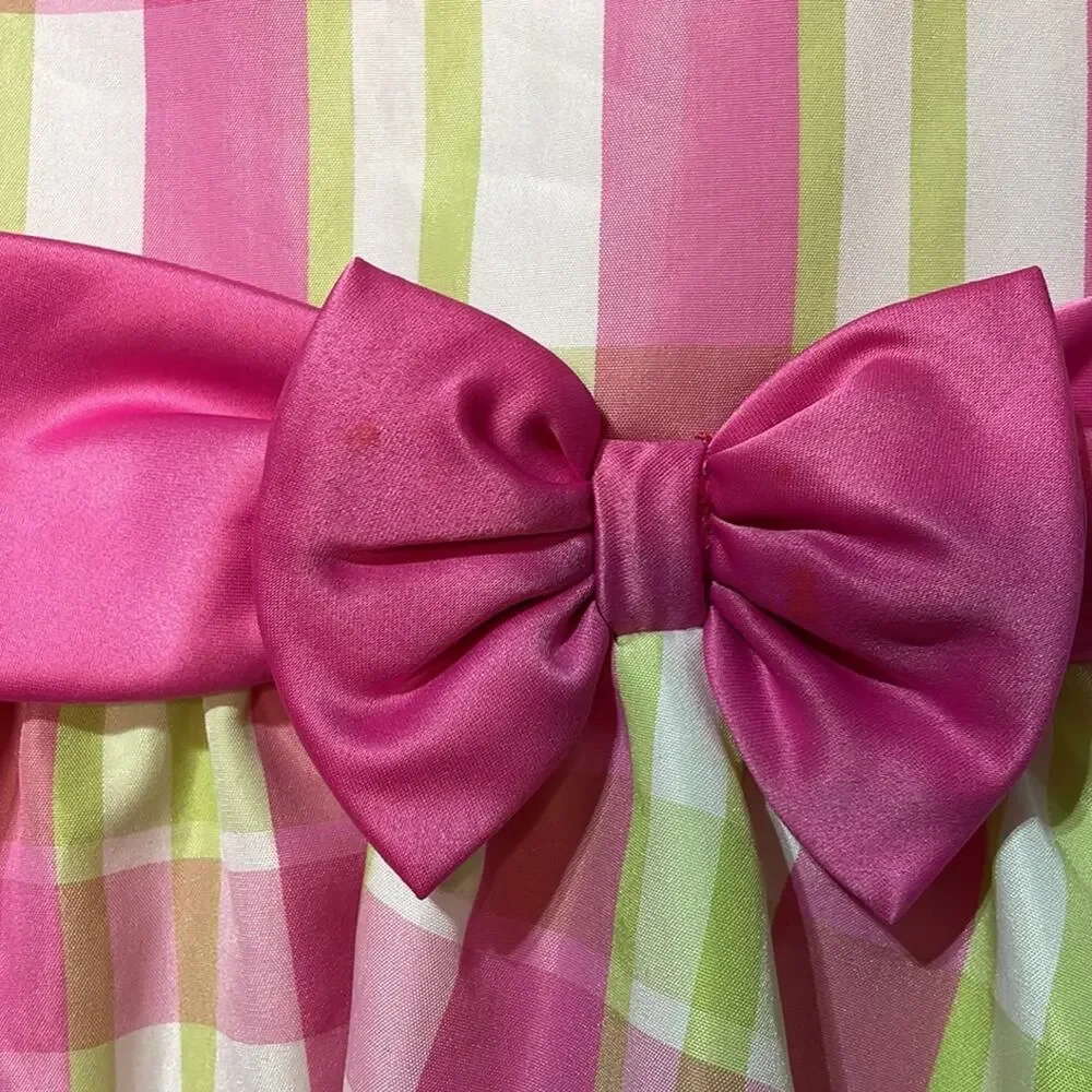Rare Editions 6 pink green plaid taffeta dress crinoline fluffy lining guc